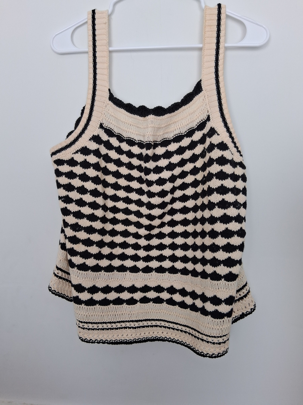 Tribal Black and Cream Knit V-Neck Tank